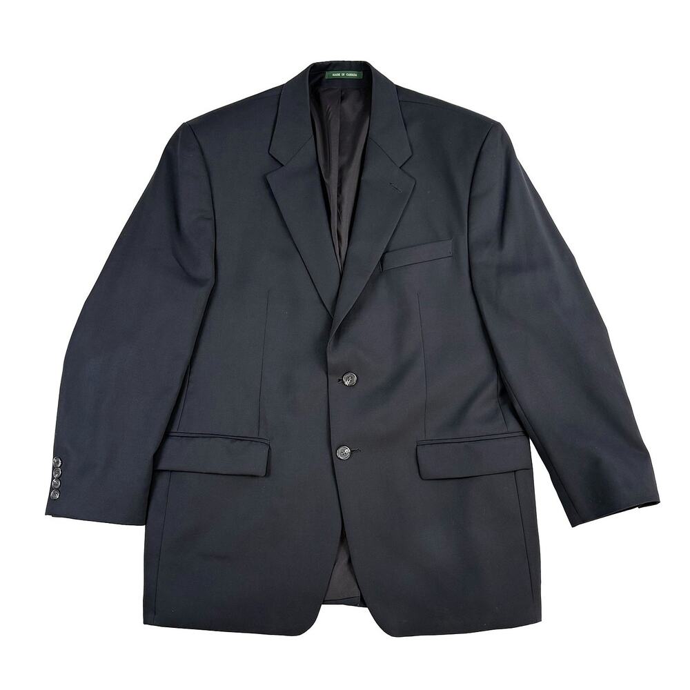 Lauren Ralph Lauren Mens 44R Black Wool Sport Coat Blazer Vintage Made in Canada